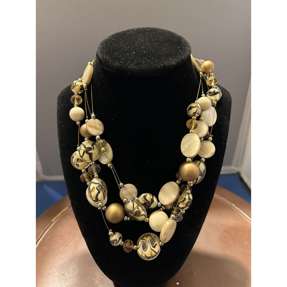 Vintage Chunky Beaded Necklace Statement Costume‎ Signed EL With Earrings